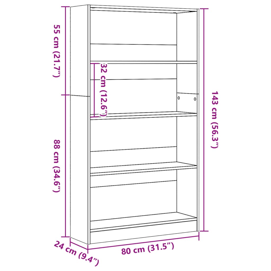 Bokhylla 80X24X Konstruerat Trä