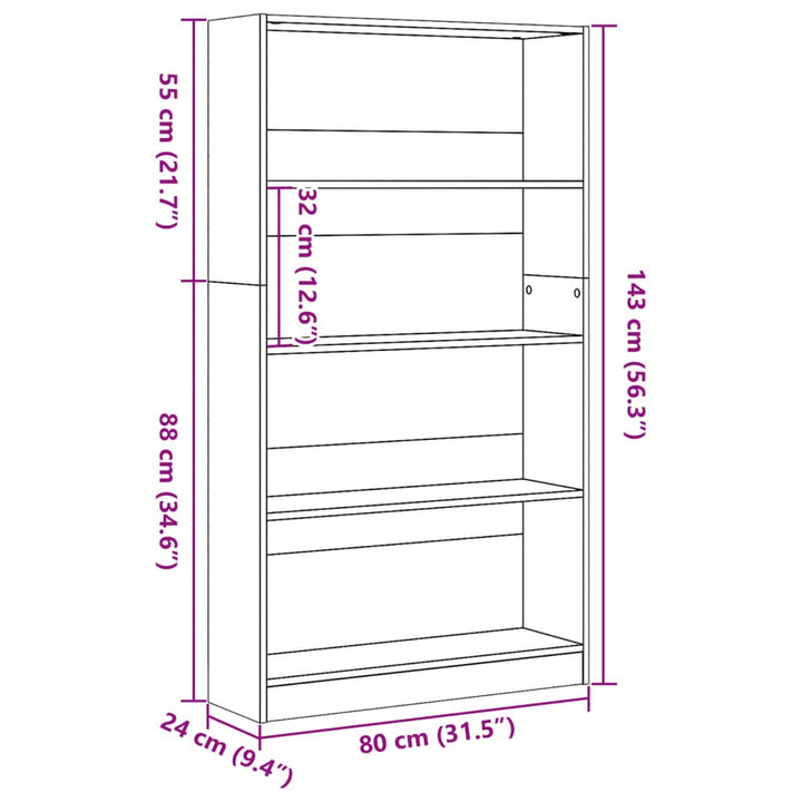 Bokhylla 80X24X Konstruerat Trä