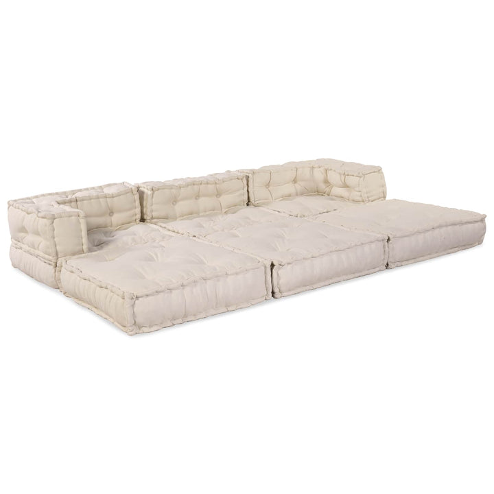 Modulsofa Enhet Tyg Gräddvit 210 X 70 X 56 Cm