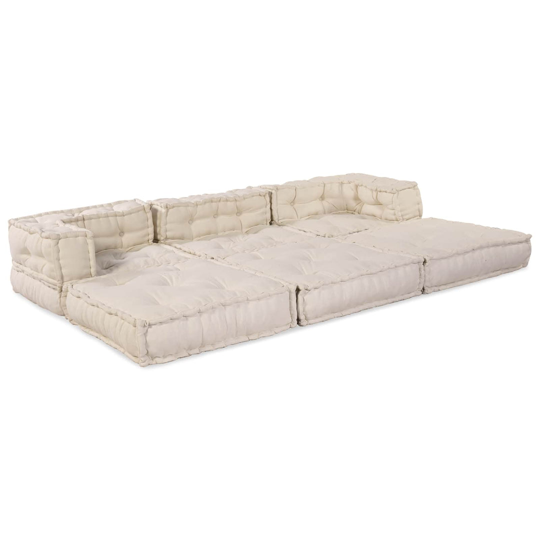 Modulsofa Enhet Tyg Gräddvit 210 X 70 X 56 Cm