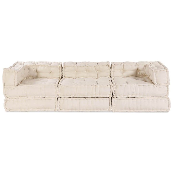 Modulsofa Enhet Tyg Gräddvit 210 X 70 X 56 Cm