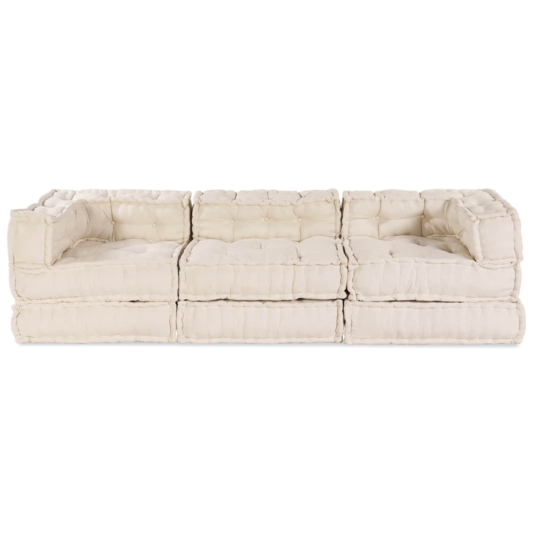 Modulsofa Enhet Tyg Gräddvit 210 X 70 X 56 Cm