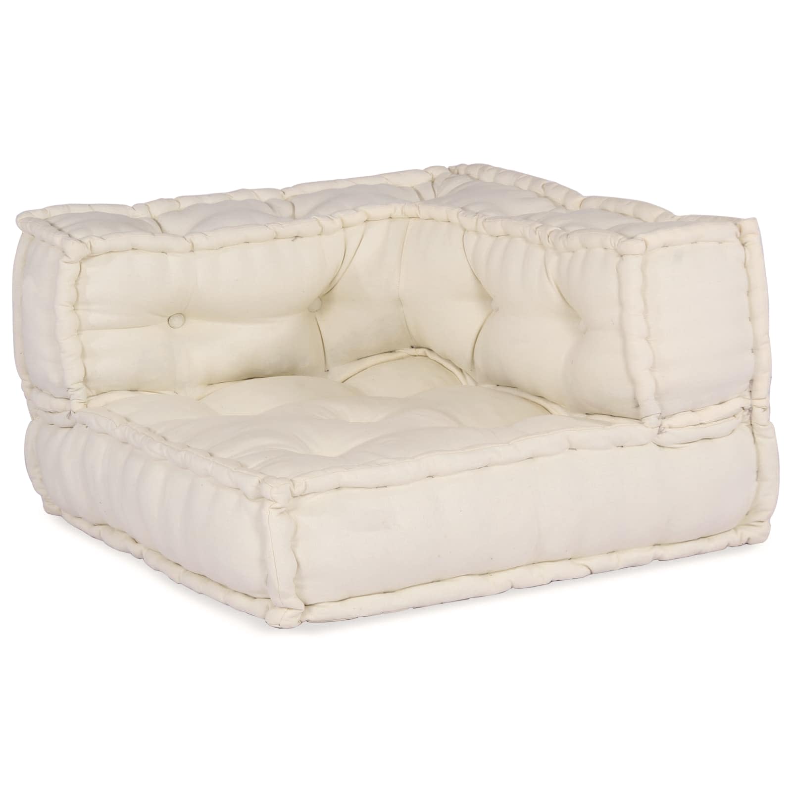 Modulsofa Enhet Tyg Gräddvit 210 X 140 X 56 Cm