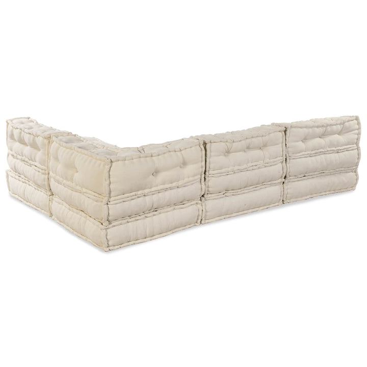 Modulsofa Enhet Tyg Gräddvit 210 X 140 X 56 Cm