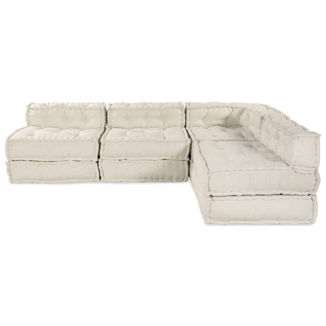 Modulsofa Enhet Tyg Gräddvit 210 X 140 X 56 Cm