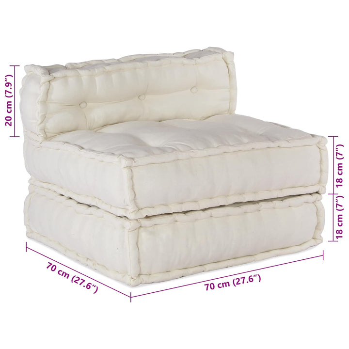 Modulsofa Enhet Tyg Gräddvit 210 X 140 X 56 Cm