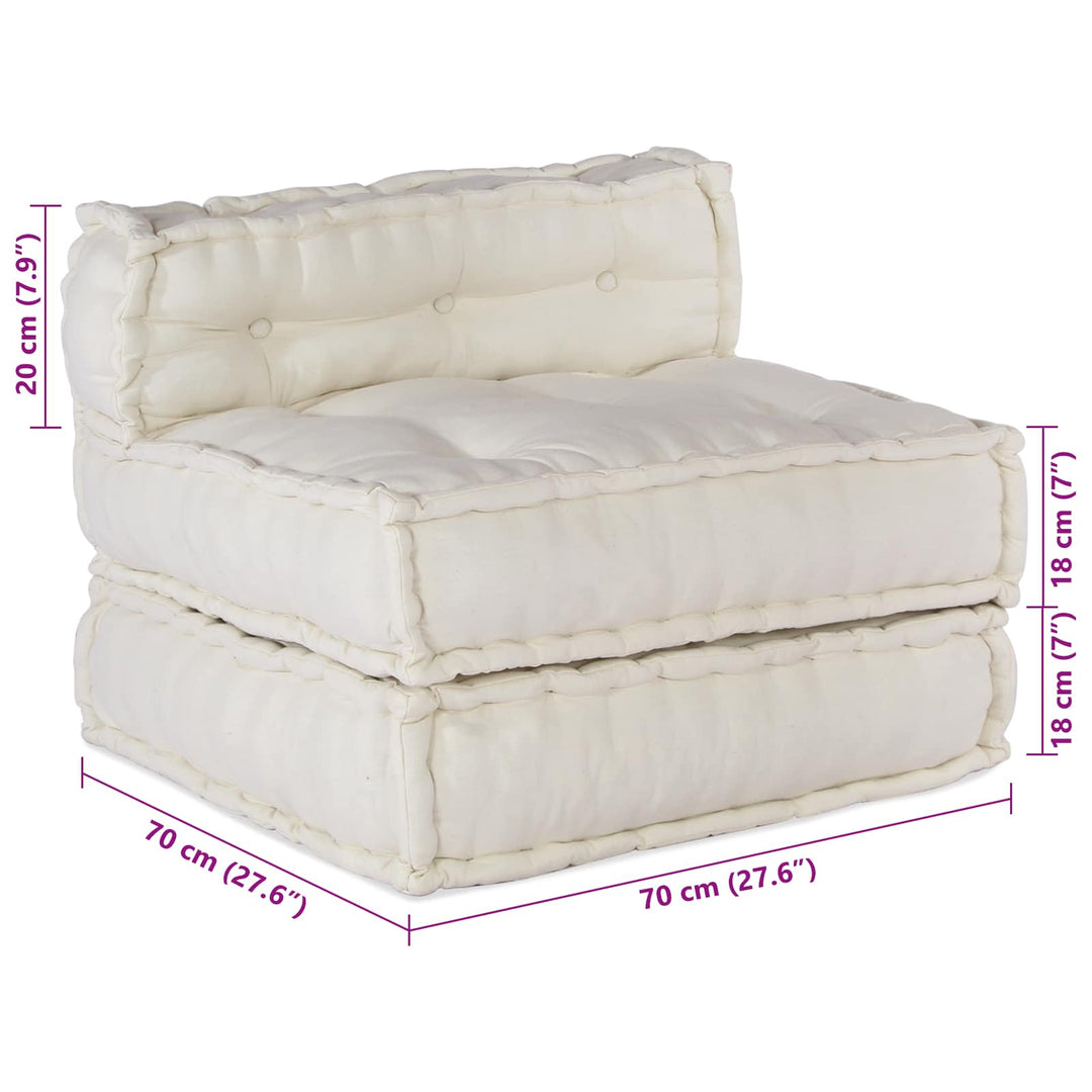 Modulsofa Enhet Tyg Gräddvit 210 X 140 X 56 Cm