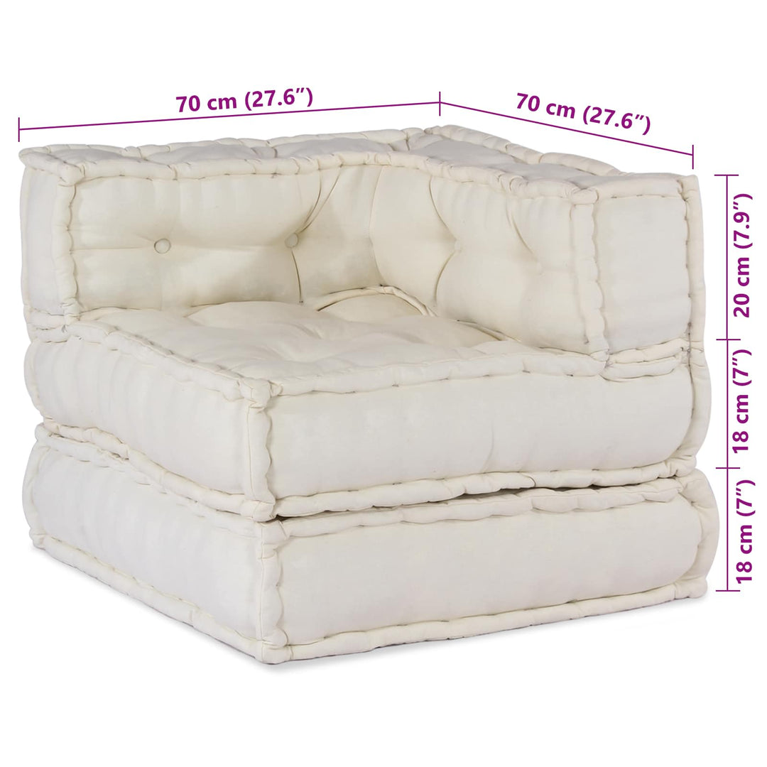 Modulsofa Enhet Tyg Gräddvit 210 X 140 X 56 Cm