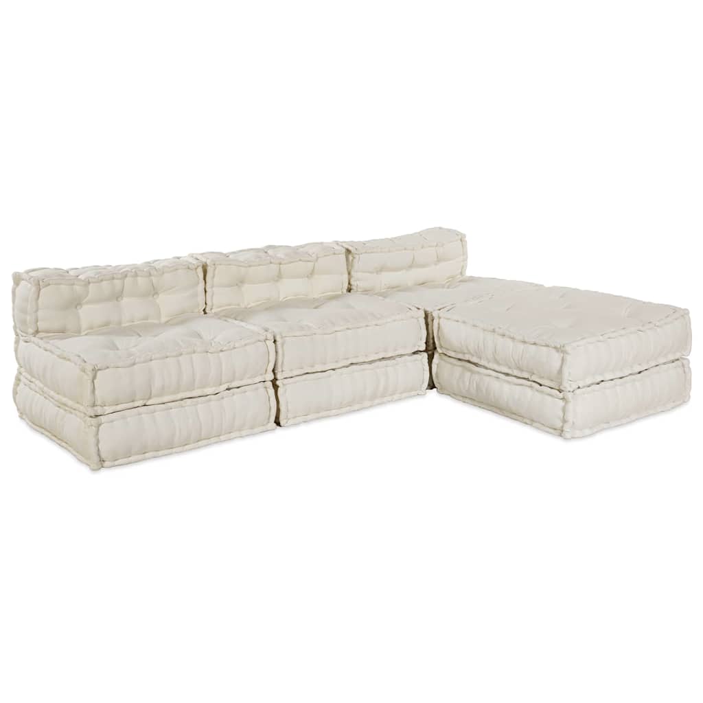Modulsofa Enhet Tyg Gräddvit 210 X 140 X 56 Cm