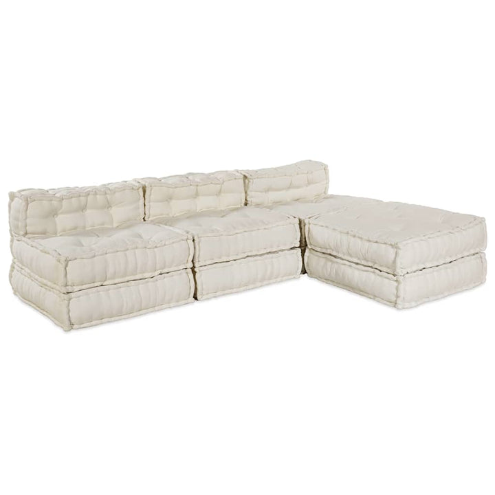 Modulsofa Enhet Tyg Gräddvit 210 X 140 X 56 Cm
