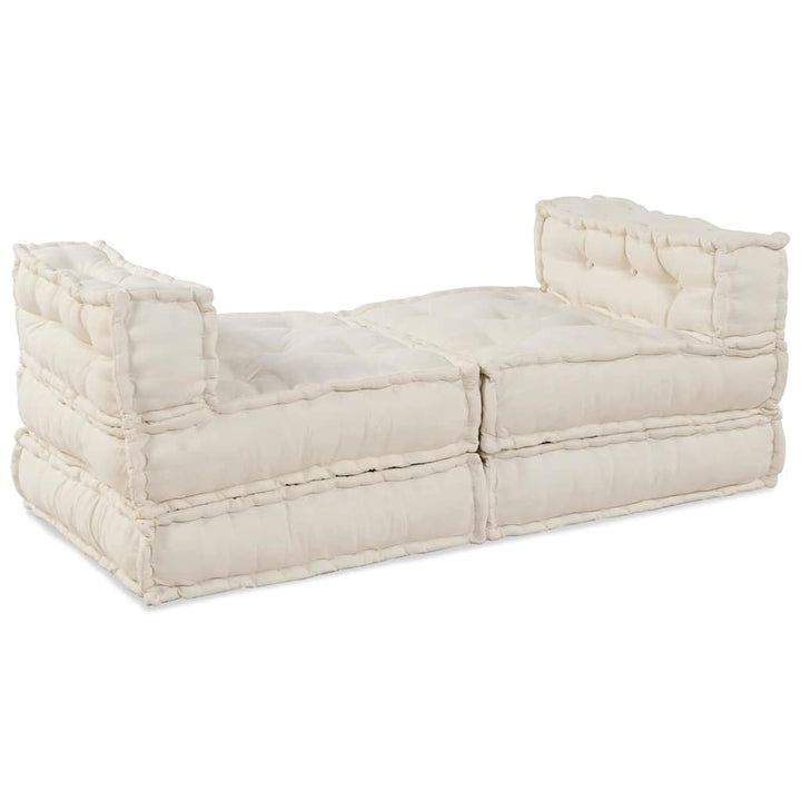 Modulsofa Enhet Tyg Gräddvit 210 X 140 X 56 Cm