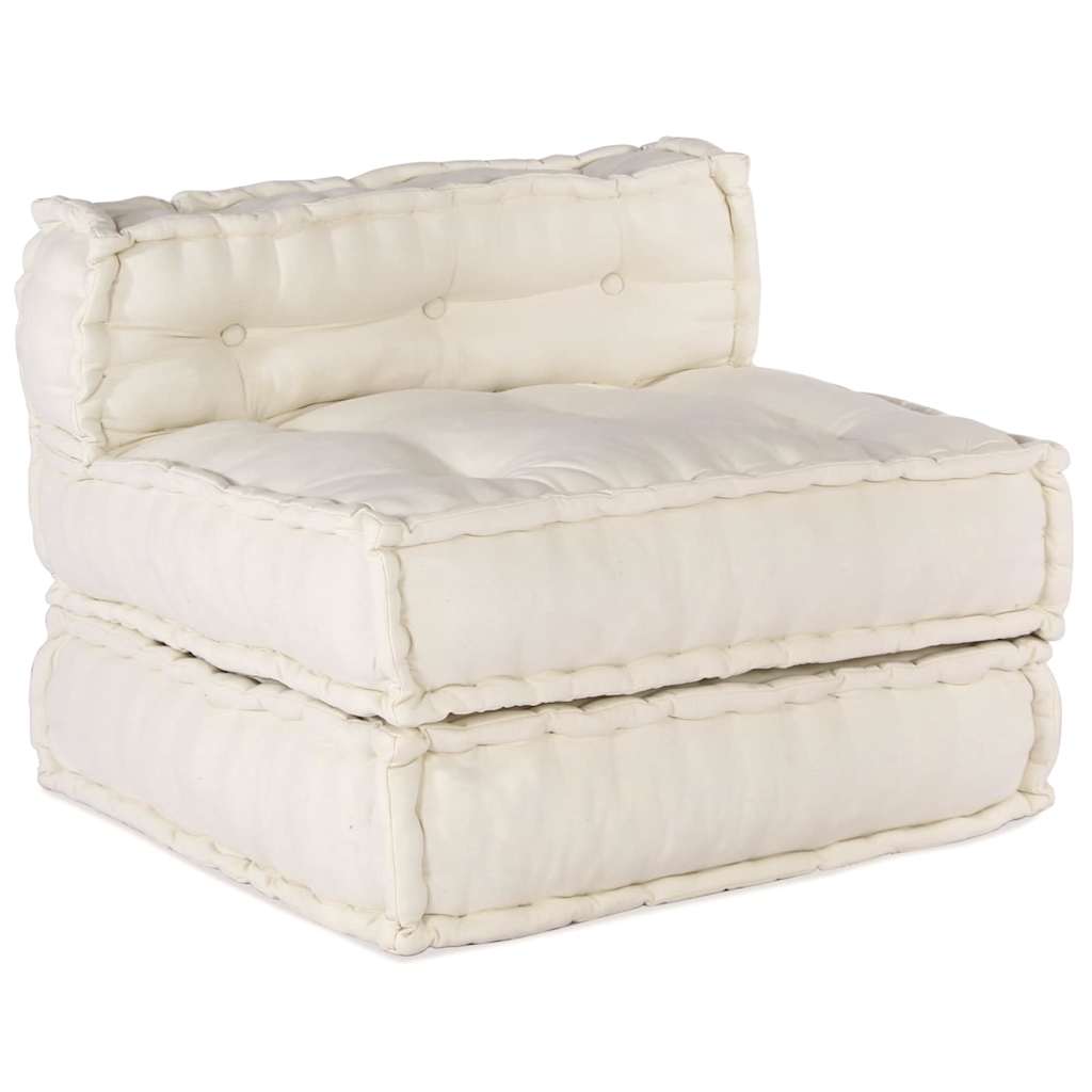 Modulsofa Enhet Tyg Gräddvit 210 X 140 X 56 Cm