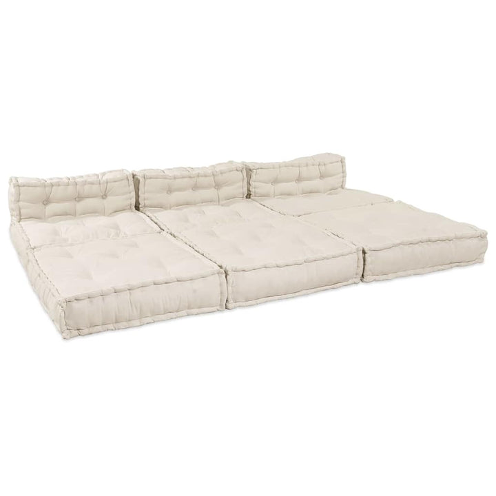 Modulsofa Enhet Tyg Gräddvit 210 X 140 X 56 Cm