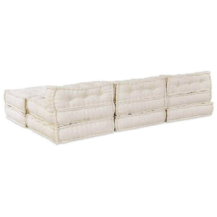 Modulsofa Enhet Tyg Gräddvit 210 X 140 X 56 Cm