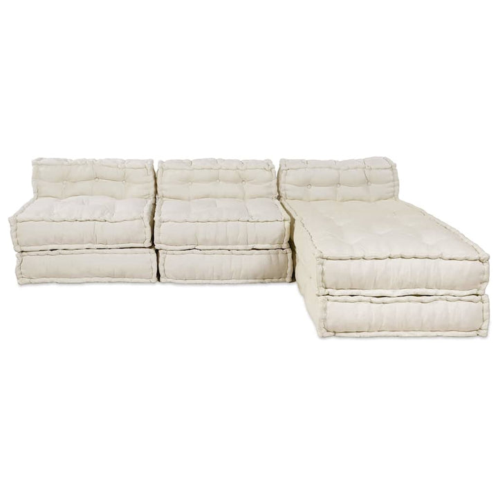 Modulsofa Enhet Tyg Gräddvit 210 X 140 X 56 Cm