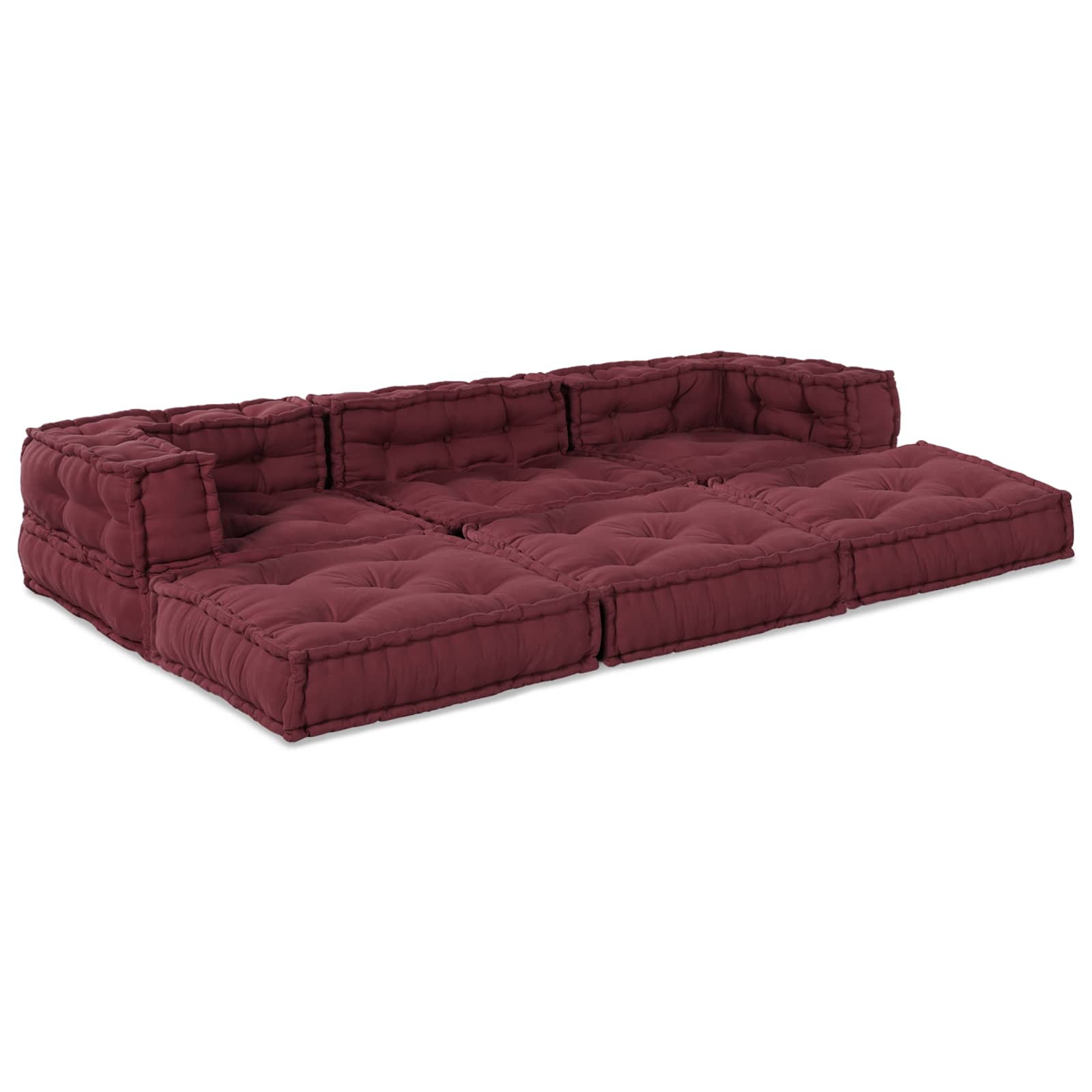 Modulsofa Enhet Tyg Bordeaux 210 X 70 X 56 Cm