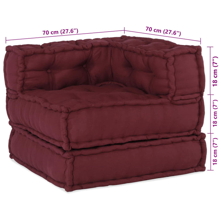 Modulsofa Enhet Tyg Bordeaux 210 X 70 X 56 Cm