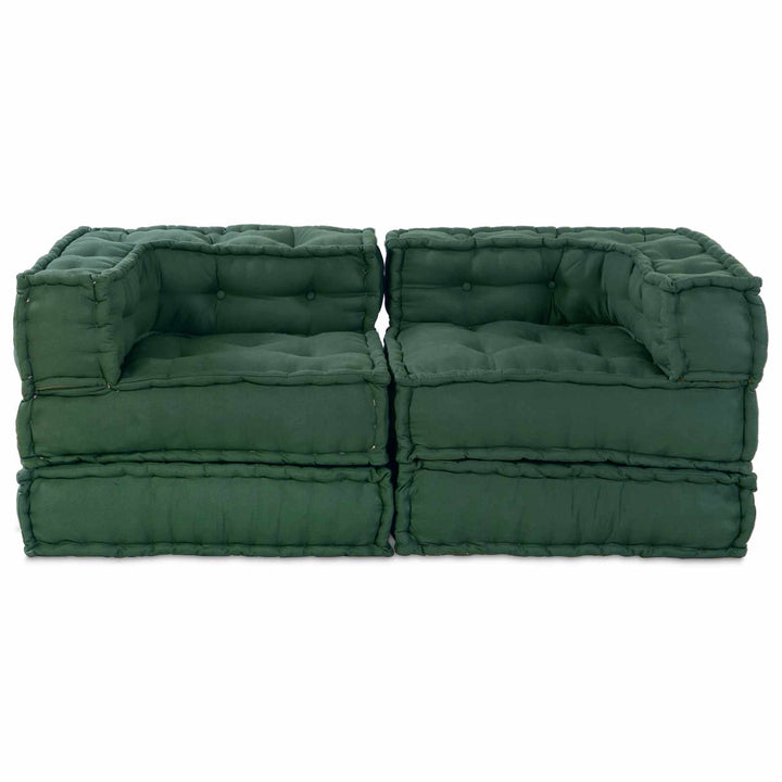 Modulsofa Enhet 2 St Tyg Grön 140 X 70 X 56 Cm