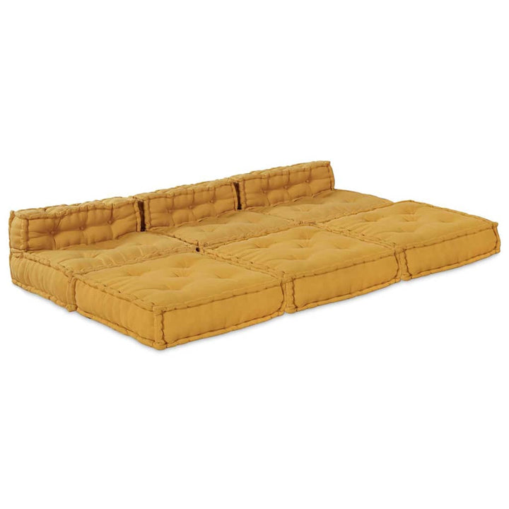 Modulsofa Enhet Tyg Gul 210 X 140 X 56 Cm