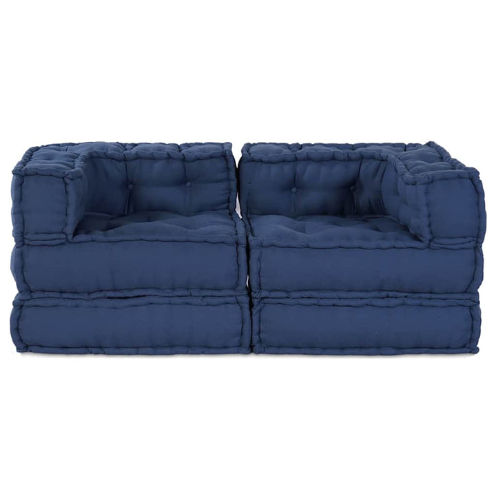 Modulsofa Enhet 2 St Tyg Indigo 140 X 70 X 56 Cm