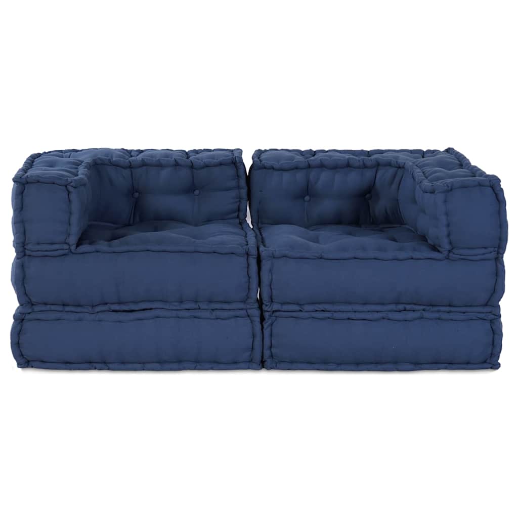 Modulsofa Enhet 2 St Tyg Indigo 140 X 70 X 56 Cm