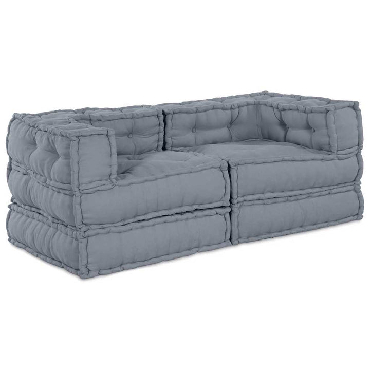 Modulsofa Enhet 2 St Tyg Grå 140 X 70 X 56 Cm