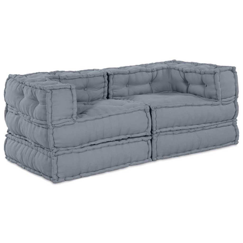 Modulsofa Enhet 2 St Tyg Grå 140 X 70 X 56 Cm