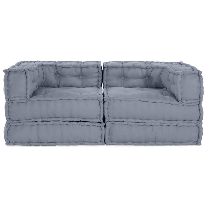 Modulsofa Enhet 2 St Tyg Grå 140 X 70 X 56 Cm