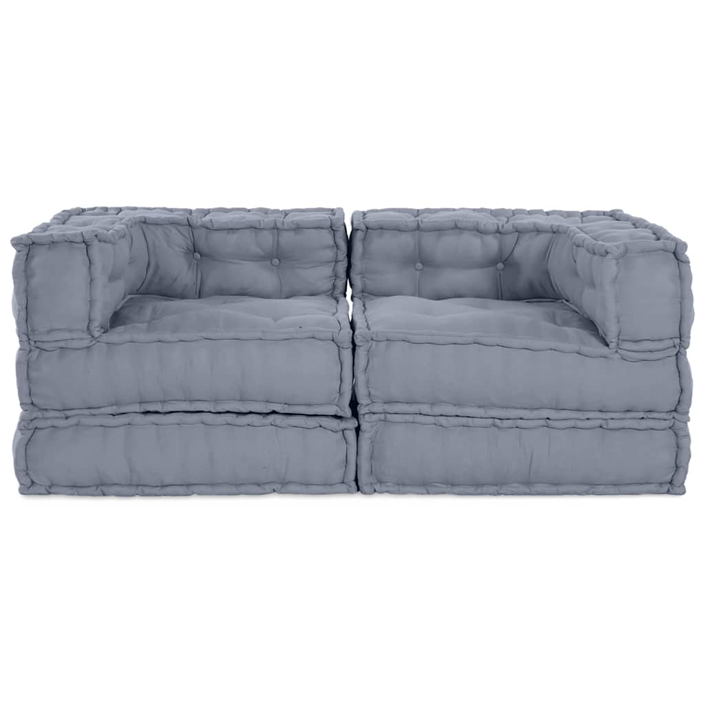 Modulsofa Enhet 2 St Tyg Grå 140 X 70 X 56 Cm