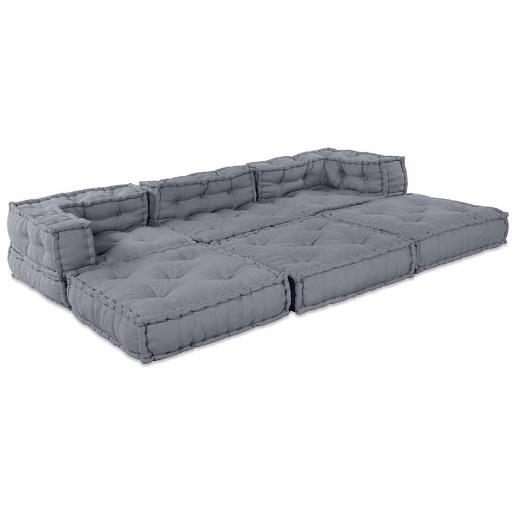 Modulsofa Enhet Tyg Grå 210 X 70 X 56 Cm