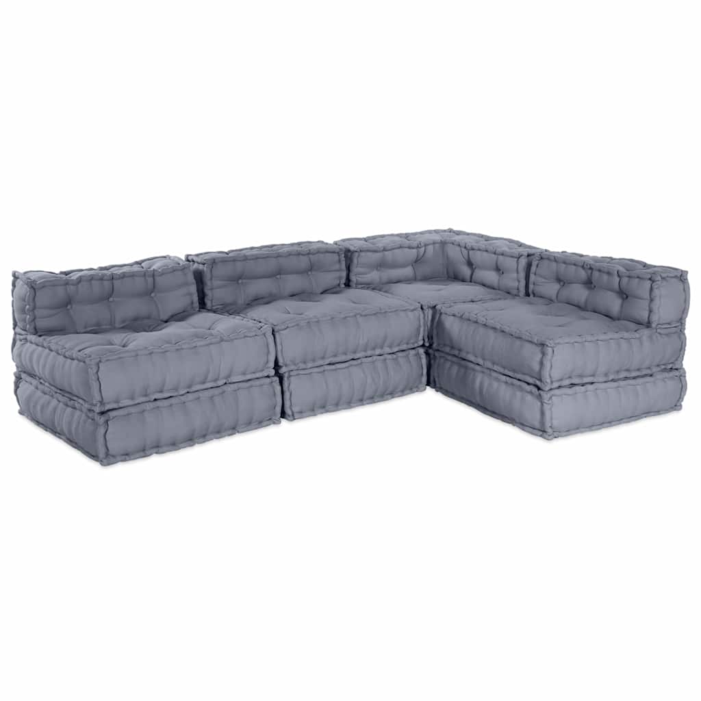 Modulsofa Enhet Tyg Grå 210 X 140 X 56 Cm