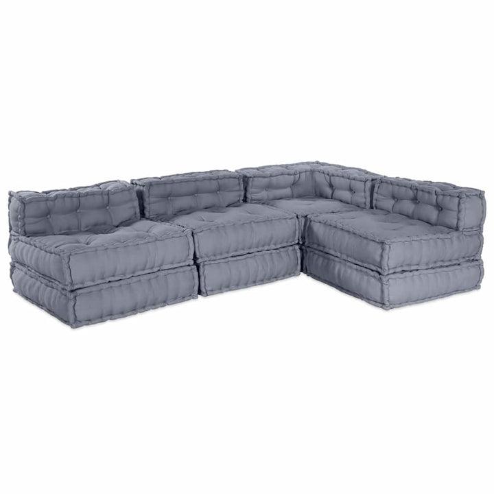 Modulsofa Enhet Tyg Grå 210 X 140 X 56 Cm
