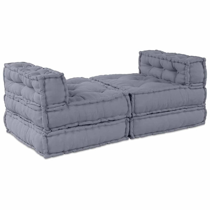 Modulsofa Enhet Tyg Grå 210 X 140 X 56 Cm