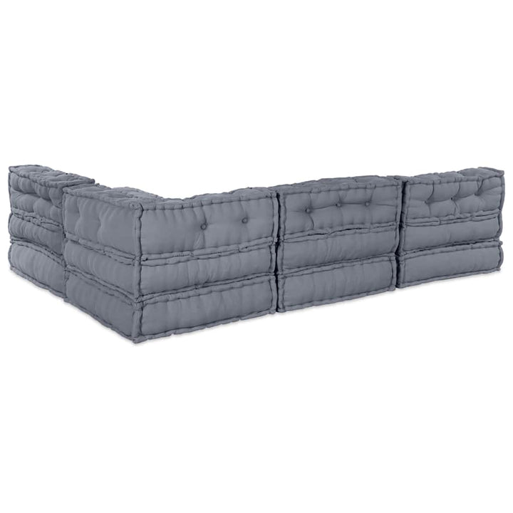 Modulsofa Enhet Tyg Grå 210 X 140 X 56 Cm