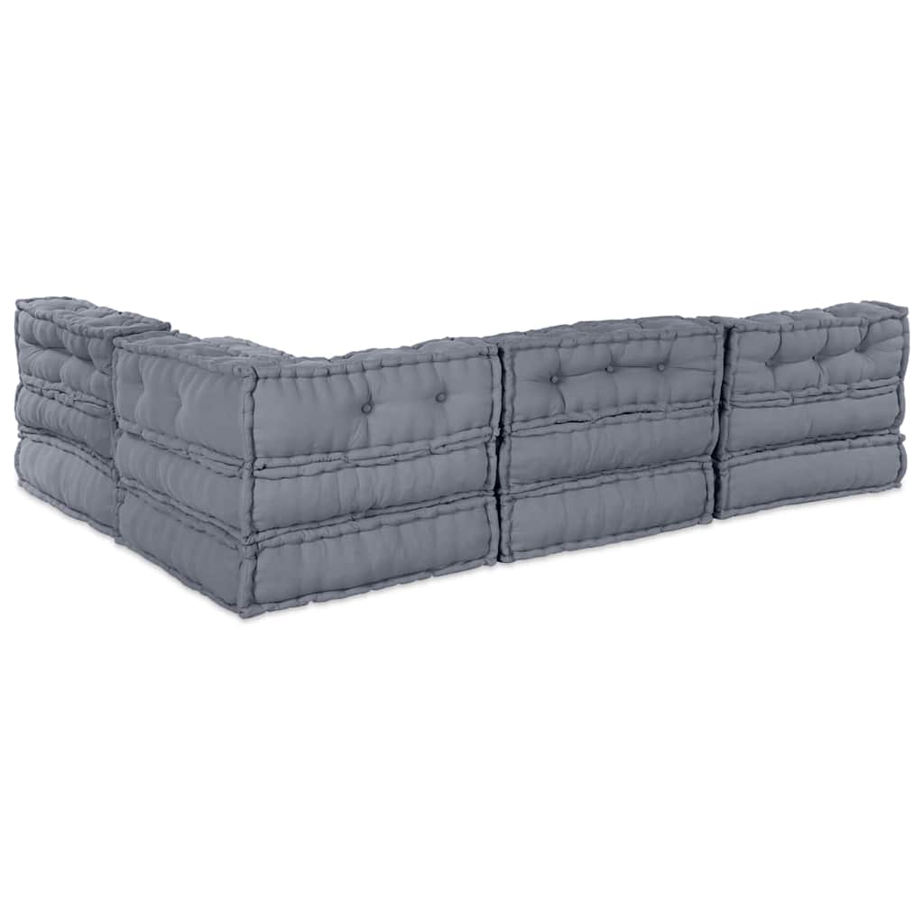 Modulsofa Enhet Tyg Grå 210 X 140 X 56 Cm