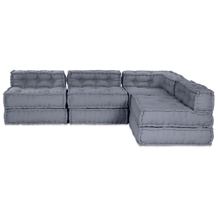Modulsofa Enhet Tyg Grå 210 X 140 X 56 Cm