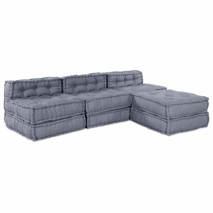 Modulsofa Enhet Tyg Grå 210 X 140 X 56 Cm