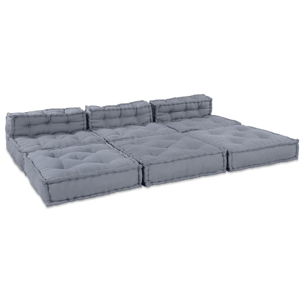 Modulsofa Enhet Tyg Grå 210 X 140 X 56 Cm