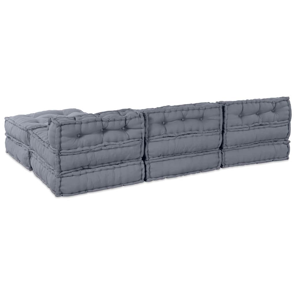 Modulsofa Enhet Tyg Grå 210 X 140 X 56 Cm
