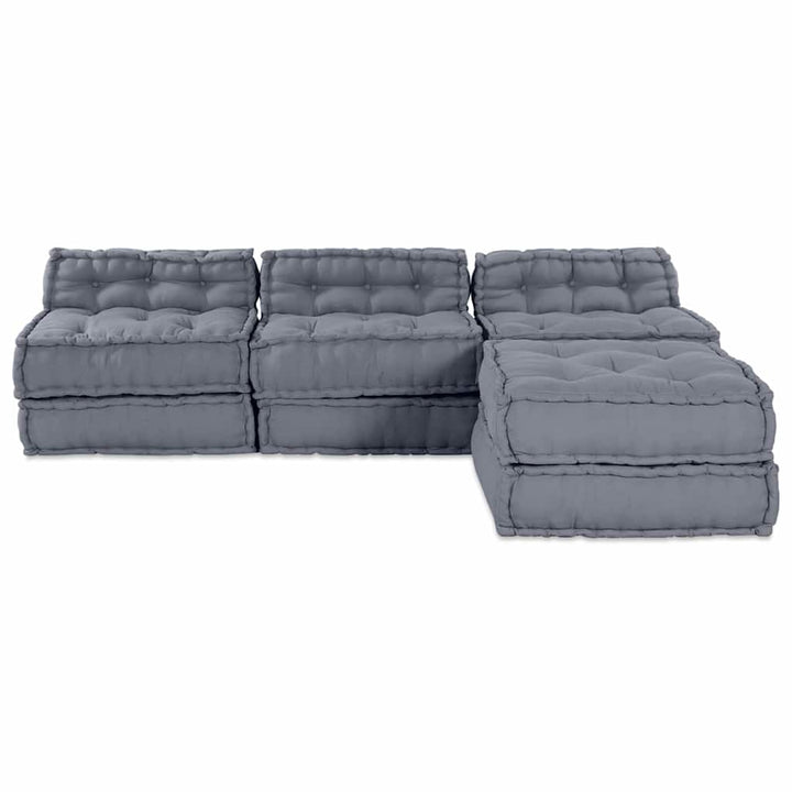 Modulsofa Enhet Tyg Grå 210 X 140 X 56 Cm