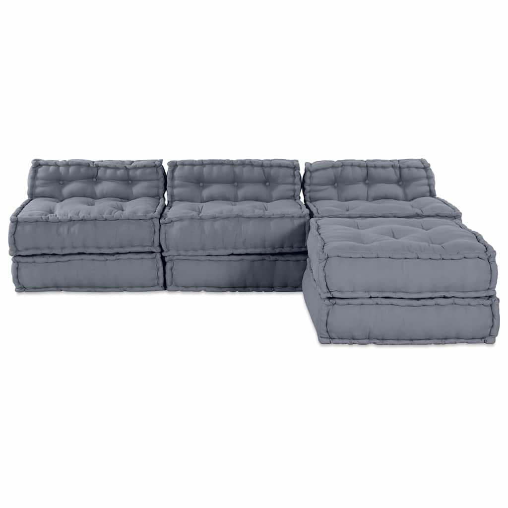 Modulsofa Enhet Tyg Grå 210 X 140 X 56 Cm
