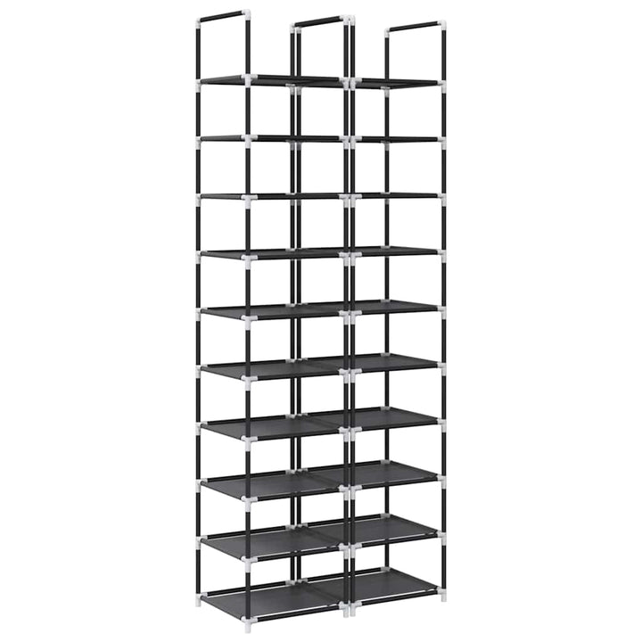 Skohyllor 2 St Svart 10-Vånings Svart 33X33X174 Cm Fiberduk