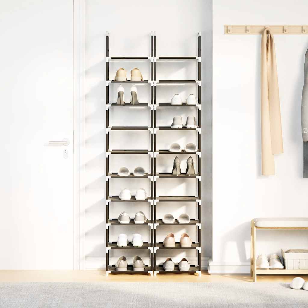 Skohyllor 2 St Svart 10-Vånings Svart 33X33X174 Cm Fiberduk