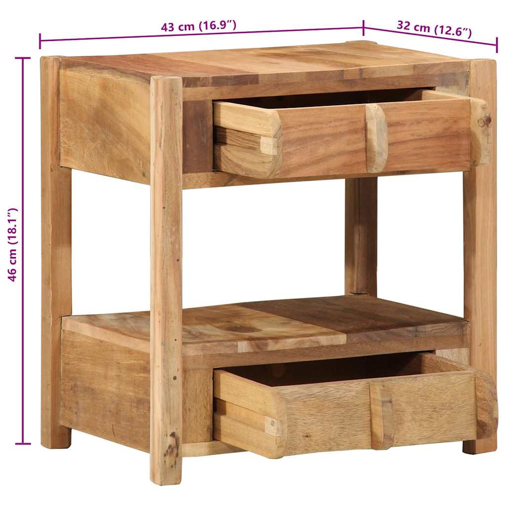Sidobord Med Låda Brun 43 X 32 X 46 Cm Solid Återvunnen Trä