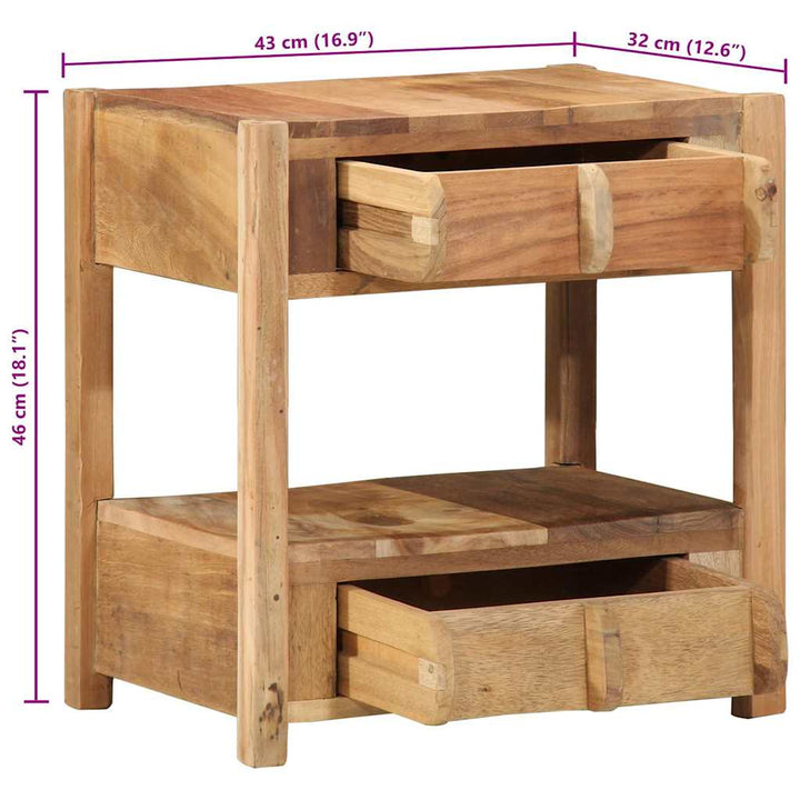 Sidobord Med Låda Brun 43 X 32 X 46 Cm Solid Återvunnen Trä