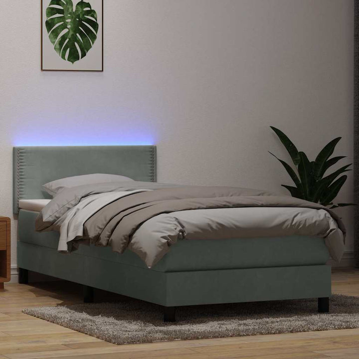 Resårsäng Med Madrass Och Led Sammet