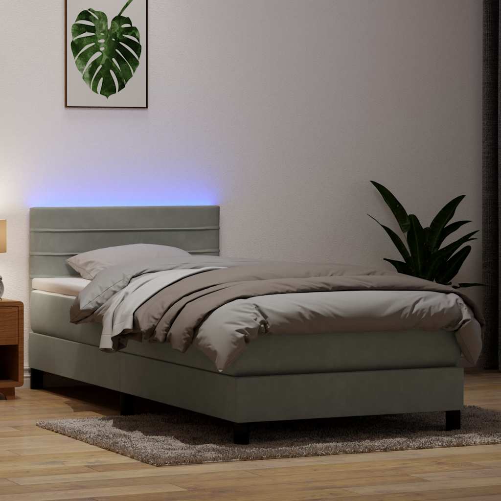 Resårsäng Med Madrass Och Led Sammet