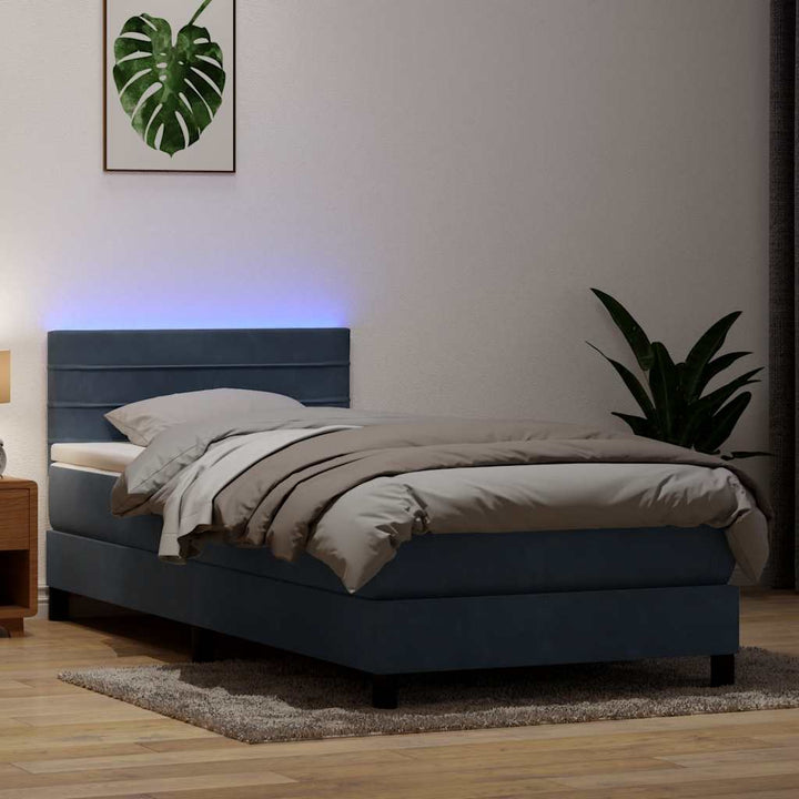 Resårsäng Med Madrass Och Led Sammet