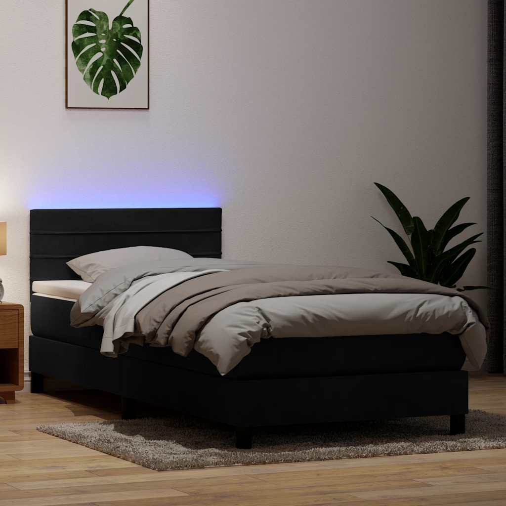 Resårsäng Med Madrass Och Led Sammet