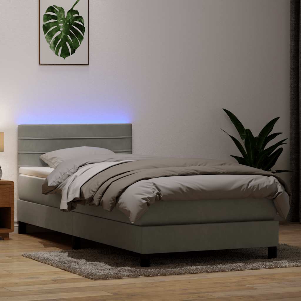 Resårsäng Med Madrass Och Led Sammet